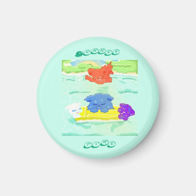 Imán Gatos familiares de verano (Frente)