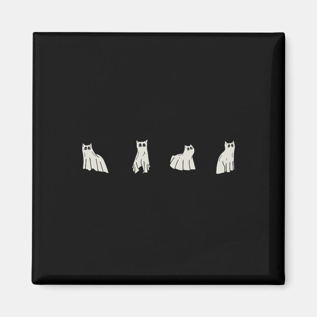 Imán Gatos Fantasma De Halloween Cuestan Gatos Con Vest (Frente)