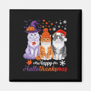 Imán Gatos Felices Hallothanksmas Halloween Día de Acci