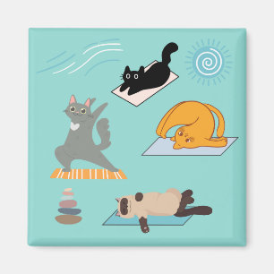 Imán Gatos Graciosos De Yoga