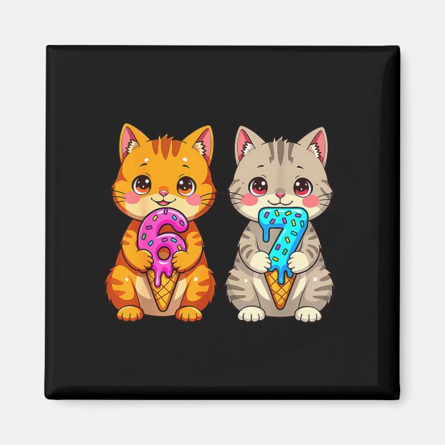 Imán Gatos Kawaii Adorables Neko 67 Drip Meme Divertido (Frente)