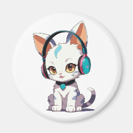 Imán Gatos Lindos con Auriculares Amuletos