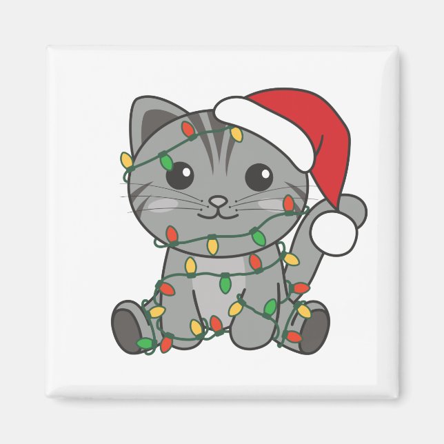 Imán Gatos Navidades Animales de Invierno Gatos (Frente)