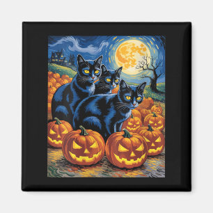 Imán Gatos Negros de estilo Van Gogh para Mujeres en Ha