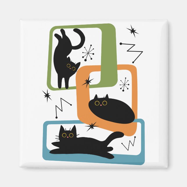 Imán Gatos negros de mediados del siglo (Frente)