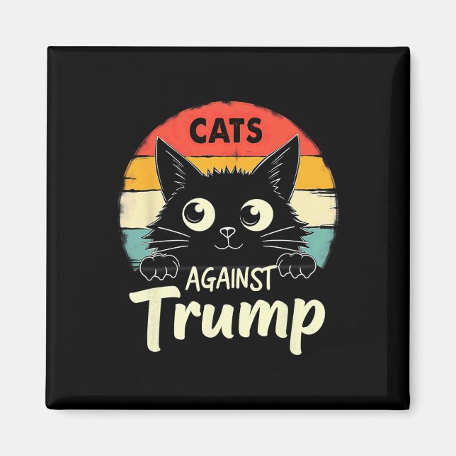 Imán Gatos negros retro contra Trump (Frente)