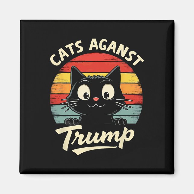 Imán Gatos negros retro contra Trump 3 (Frente)