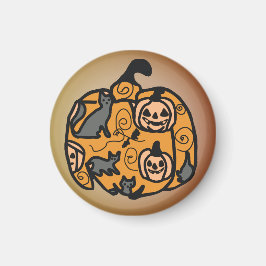 Imán Gatos negros retro y sueños de calabaza