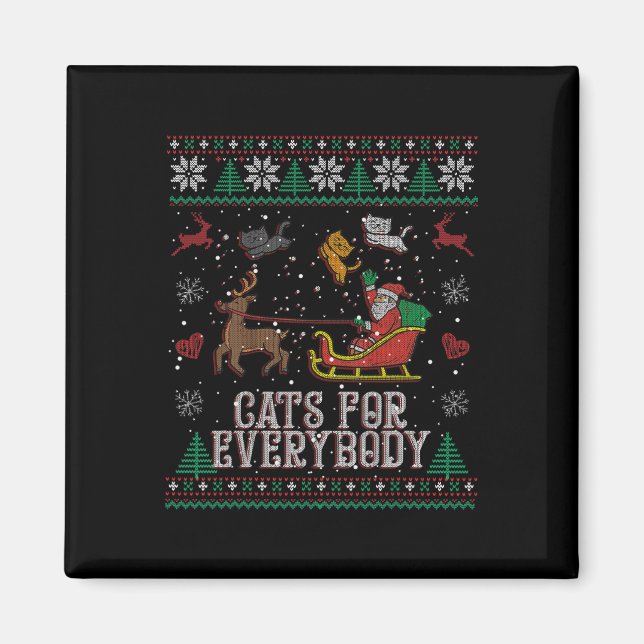 Imán Gatos Para Todos Navidades Gato Graciosas Mujeres  (Frente)