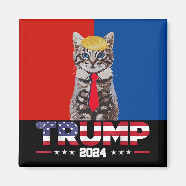 Imán Gatos Para Trump 2024 | Vance Trump Azul Rojo (Frente)