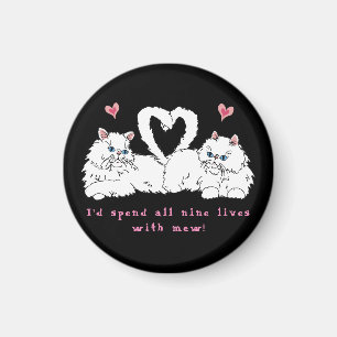 Imán Gatos persas blancos con corazón