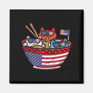 Imán Gatos Ramen Anime Bandera Americana Usa Divertido