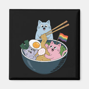 Imán Gatos Ramen Arcoíris LGBTQ Gay Lesbiana Orgullo Al