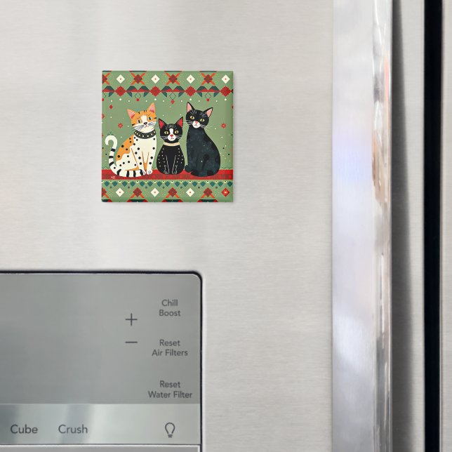 Imán Gatos retro de Navidad (In situ (nevera))