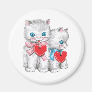 Imán Gatos retro del día de San Valentín, gatito vintag