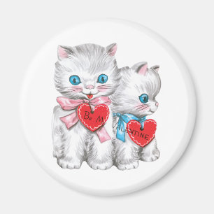 Imán Gatos retro del día de San Valentín, gatitos vinta