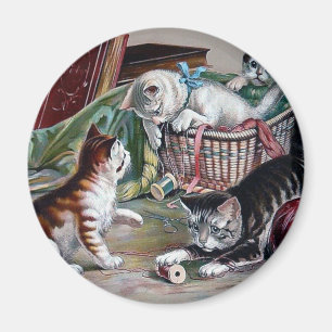 Imán gatos traviesos de los gatitos que juegan con arte