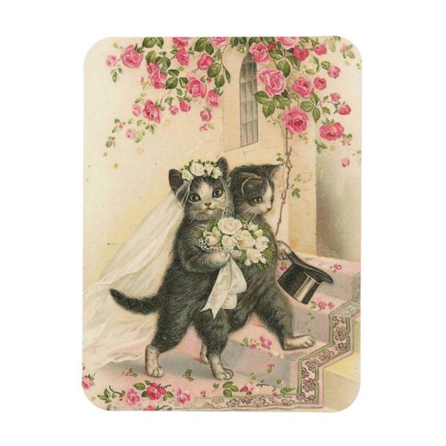 Imán Gatos Vintage de Bodas, (Vertical)
