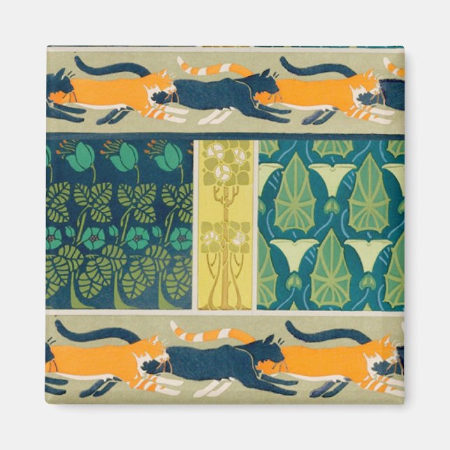 Imán Gatos y Flores Art Nouveau (Frente)