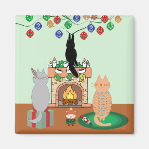 Imán Gatos y Navidades - Un Ilustracion de invierno