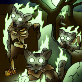 Imán Gatos Zombie de Halloween