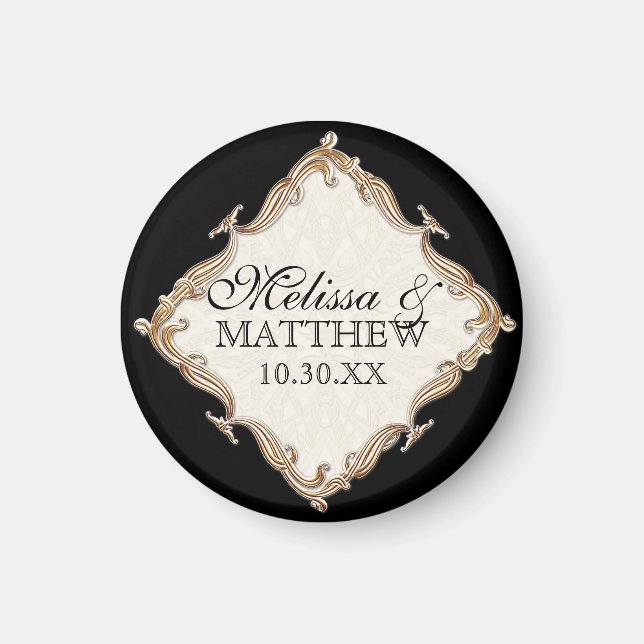 Imán Gatsby Art Deco Nouveau Lace Faux Gold Tulip (Frente)