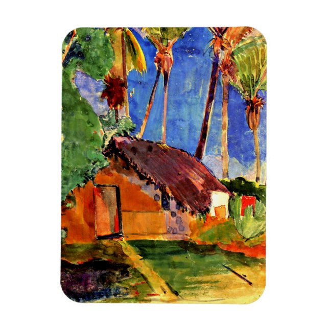 Imán Gauguin - Cabaña de paja bajo las palmas (Vertical)