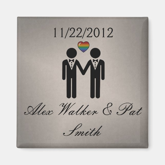 Imán Gay de silueta crece con corazón arcoiris (Frente)