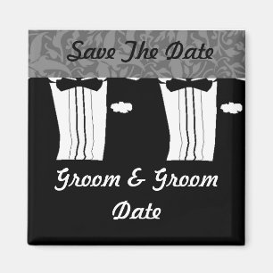 Imán GAY Save the Date Black and White Bodas Magnets