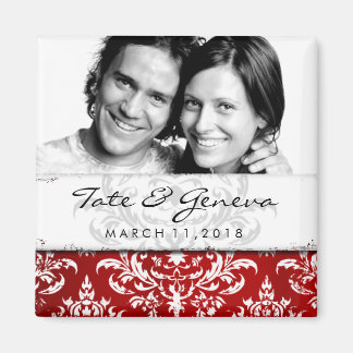 Imán GC | Erika Vintage Damask Save the Date-Red