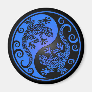 Imán Geckos azules y negros de Yin Yang