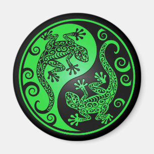 Imán Geckos verdes y negros de Yin Yang