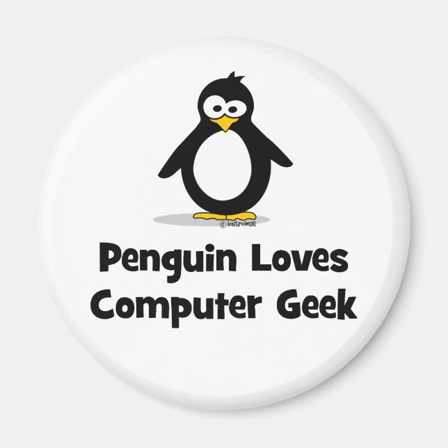 Imán Geek de la computadora Penguin Loves (Frente)