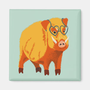 Imán Geek Pig Funny Boar Wild Animal