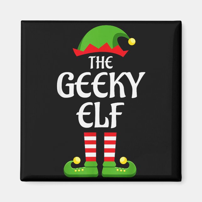 Imán Geeky Elf Family Matching Group Christmas Geek  (Frente)