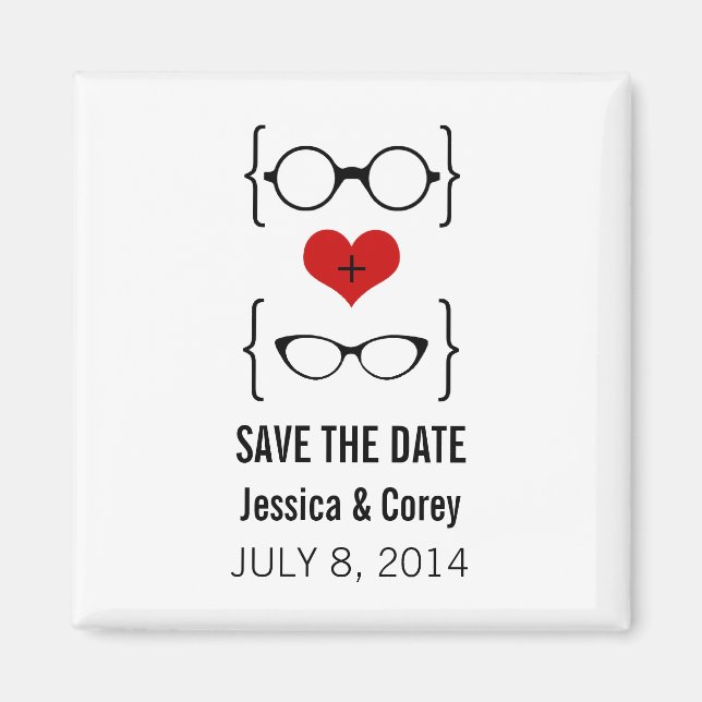 Imán Geeky Glasses Save the Date Magnet (Frente)