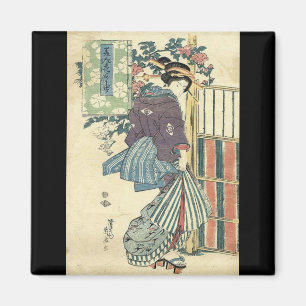 Imán geisha tradicional del kimono del jardín japonés