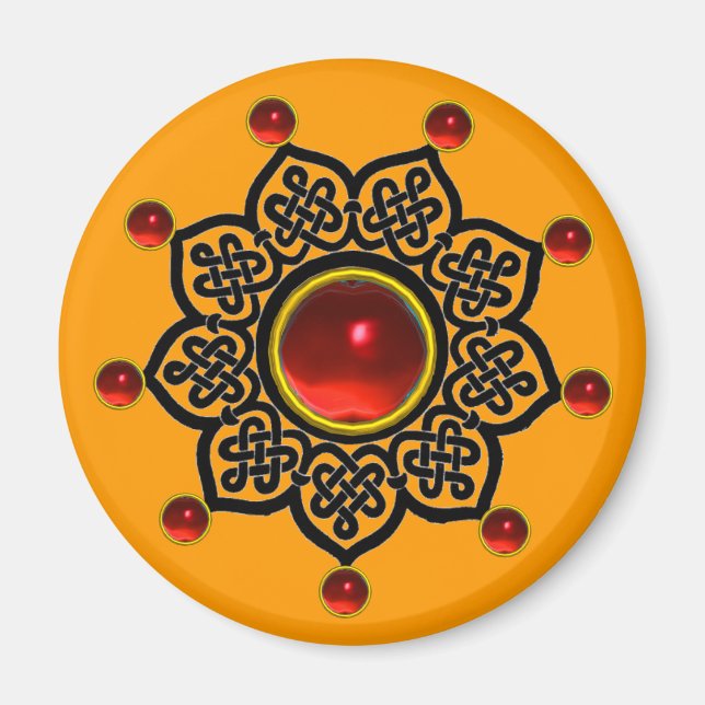 Imán Gema de ruby rojo del SOL GÓTICO, amarillo (Frente)