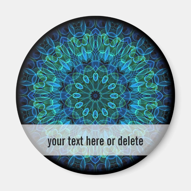 Imán Gemas verdes azules kaleidoscope (Frente)