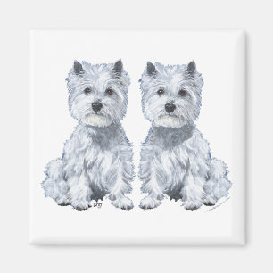 Imán Gemelos Terrier West Highland Blanco