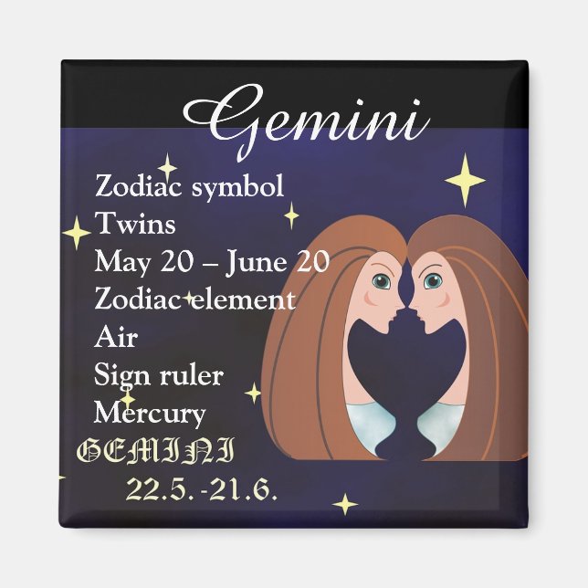 Imán Gemini Horoscope Zodiac Rótulo Magnet (Frente)