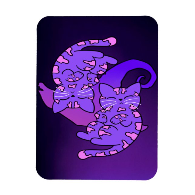 Imán Gemini Purple personalizable Retro Neon Kittens Ma (Vertical)