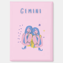 Imán Gemini rosa, zodiaco, impresión de signo zodiacal