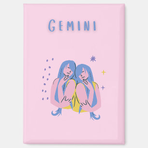 Imán Gemini rosa, zodiaco, impresión de signo zodiacal