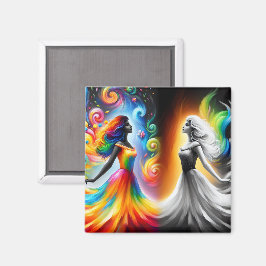 Imán Gemini Twins Color y Horóscopo Blanco y Negro