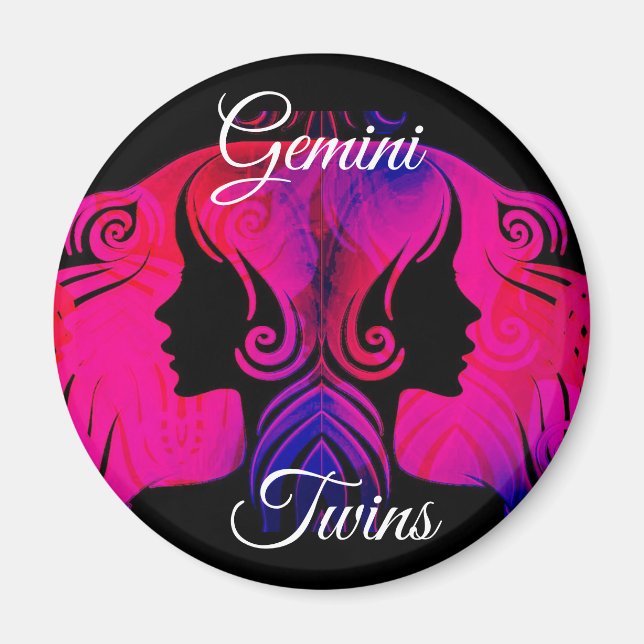 Imán Gemini Twins Zodiac Horoscope Rótulo Magnet (Frente)