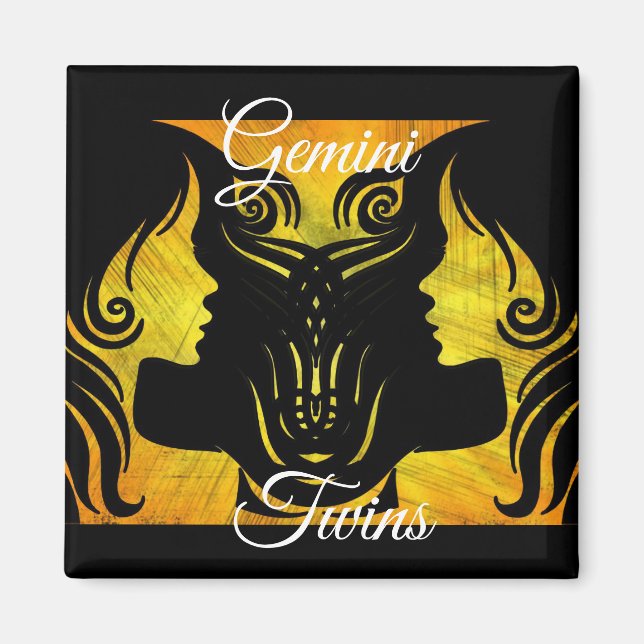 Imán Gemini Twins Zodiac Horoscope Rótulo Magnet (Frente)