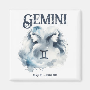 Imán Gemini Twins Zodiac Rótulo Personalizado Fecha de 