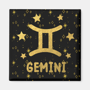 Imán Gemini Zodiac Black and Gold Magnet