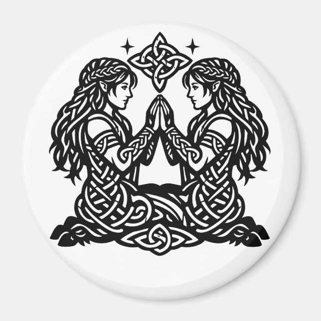 Imán Géminis — Gemelos del Zodiaco de Tinta Embrujada (Frente)
